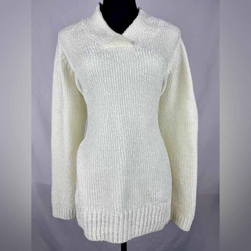 Susan Graver Thick White Ribbed Sweater